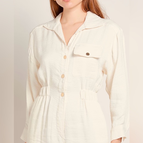 Sandro long-sleeved ivory pant Jumpsuit with gold snap buttons.Women’s M - Picture 4 of 13